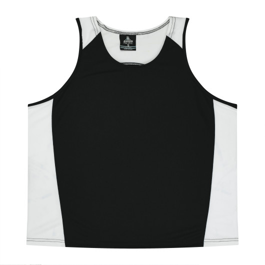 Mens Premier Sports Singlets Black White